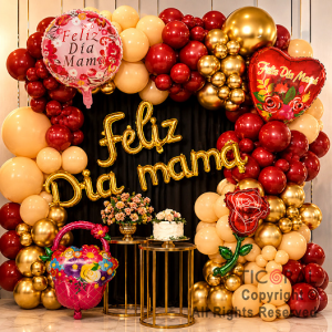 SET DE GLOBOS ARCO XL FELIZ DIA MAMA FLOR (GY 7428) 59 UNIDADES (XY04807)
